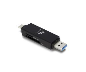 Ewent EW1075 lecteur de carte mémoire USB 3.2 Gen 1 (3.1 Gen 1) Type-A/Type-C Noir