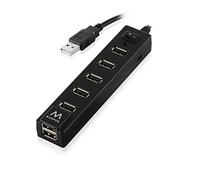 Ewent EW1130 Hub USB 2.0, 7 Ports USB 2.0 480 Mbps avec Interrupteur on/Off à économie d'énergie, Compatible Windows PC, Notebook, Ultrabook, MacBook, TV Box, câble 65cm, Noir