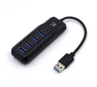 Ewent EW1138 Hub USB 3.2 Gen1 (USB 3.0) 4 Ports USB Type A - Superspeed pour des transferts à 5 Gbit, Hub USB 3.0, Noir
