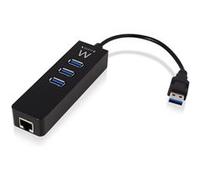 Ewent Hub 3 ports USB 3.1 Gen1 avec port réseau Gigabit