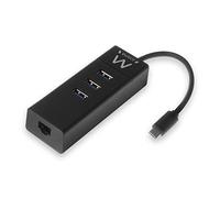 Ewent EW1141 Hub USB C, 3 Ports USB 3.0 et Adaptateur LAN 1000 Mbps Gigabit Ethernet RJ45, Hub de Transmission de données USB 3.0 Haute Vitesse pour Macbook, Chromebook
