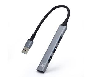 Ewent EW1144 hub & concentrateur USB 3.2 Gen 1 (3.1 Gen 1) Type-A 5000 Mbit/s Gris, Argent