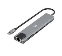 Ewent EW1146 USB-C HDMI 8-en-1 Hub, USB-C to Dock Multiport 8-in-1, USB C Hub with 1000Mbps Ethernet, HDMI 4K, 1 USB-C PD Port, 1 USB-C Port, 2 USB-A Ports, 1 LAN Port, 1 SD/TF Card Reader, Aluminium