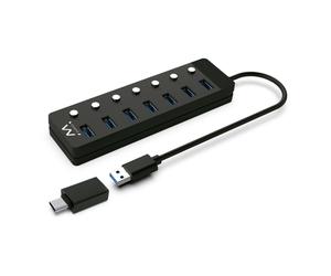 Ewent EW1147 hub & concentrateur USB 3.2 Gen 1 (3.1 Gen 1) Type-A 5000 Mbit/s Noir