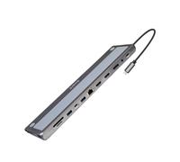 Ewent Station d'accueil USB-C 13-en-1 avec support — 2×HDMI 4K60Hz, DP 4K, PD 100W, RJ45
