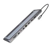 Ewent Station d'accueil USB-C 13-en-1 avec support — 2×HDMI 4K60Hz, DP 4K, PD 100W, RJ45
