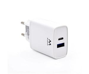 Ewent EW1321, Chargeur mural USB C, PD Power Delivery 3.0 & Quick Charge 3.0 2Ports Chargeur USB Type C à charge rapide pour iPhone 13 Pro Max/12/Mini/11/XS/XR/X/8, Samsung Galaxy Note, Huawei, XiaoMi