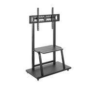 Support TV Premium Ewent en Acier, Support Mobile sur roulettes pour Écrans Plasma/LED/LCD de 55-120 Pouces, Support TV de Sol jusqu'à 150 Kg, Réglable en Hauteur et en Largeur, avec 2 Étagères