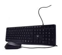 Ewent EW3006 - Ensemble clavier et souris - with quiet typing - full size - USB - QWERTY - Espagnol - Pour la vente au détail