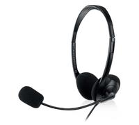 Ewent EW3568 Casque Professionnel USB léger avec Microphone pour PC,contrôle du Volume et Interrupteur de sourdine pour Le Microphone,câble de 2,1 m,Plug&Play pour PC,Laptop,Macbook,Skype - Noir