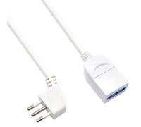 Ewent EW3800 Rallonge électrique Blanche 3 m Prise Italienne 10 A 90 ° Gain de Place Prise câble H05VV-F 3 x 0,75 mm2 avec Protection Enfant