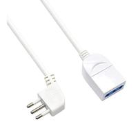 Ewent EW3802 Rallonge électrique 5 m Fiche italienne 10 A 90 ° gain de place, prise italienne 10 A, câble H05VV-F 3 x 0,75 mm2, prise avec protection enfant Blanc