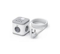 Ewent EW3863 Regleta en Bloque 3x Tomas Shucko 16A + 2x USB-A + 2x USB-C 5V/3A PD/QC 3.0 Blanca