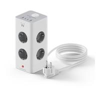 Ewent EW3864 Bloc de Prises 8 Prises et USB-A/USB-C 2m Blanc