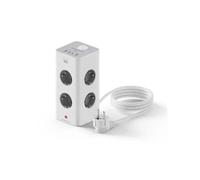 Ewent EW3864 Regleta en Bloque 8 Tomas Shucko + 2x USB-A + 2x USB-C 5V/3A PD/QC 3.0 Blanca