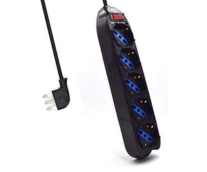 Ewent EW3915 Bloc multiprise 5 Prises Italienne 10/16A + Schuko, Protection Surcharge, parafoudre 250 V/2500 W, Prise Italienne, 10 A, câble Noir, 1,5 m, Classe énergétique