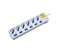Ewent EW3930 multiprise 1,5 m 6 sortie(s) CA Intérieure Blanc