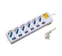 Ewent EW3932 - Coupe-circuit - 3500 Watt - entrée : power CEE 7/7 - connecteurs de sortie : 6 (CEE 7/4) - 3 m cordon - Italie - blanc