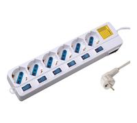 Ewent EW3932 - Coupe-circuit - 3500 Watt - entrée : power CEE 7/7 - connecteurs de sortie : 6 (CEE 7/4) - 3 m cordon - Italie - blanc