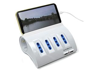 Ewent EW3934 Bloc d'alimentation et rallonge. Multiprise de Table avec 2 Ports USB et Support pour Smartphone
