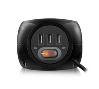 Ewent EW3938 Intérieur Noir Adaptateur de Puissance & onduleur - Adaptateurs de Puissance & onduleurs (Intérieur, Universel, USB Type-A, 2,4 A, 5 V, 3 Sortie(s) Ca)