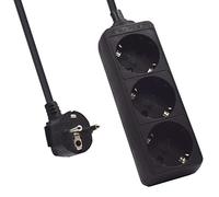 Ewent EW3959 Bloc multiprises (3 prises, avec sécurité enfants, prises tournées à 45°, longueur de câble de 1.5m) Noir