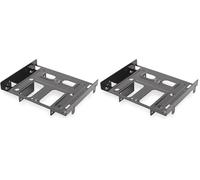 Ewent EW7002 Support Adaptateur pour 4 HDD/SSD 2.5 "ou 1 HDD 3.5" + 2 HDD/SSD 2.5 "sur boîtier Slot PC 5.25, vis incluses, Noir (Lot de 2)