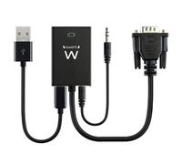 Ewent EW9866 Adaptateur Full HD VGA vers HDMI avec Prise en Charge Audio et vidéo Port USB pour connecter l'alimentation PC/Ordinateur Portable au Moniteur de projecteur TV HD
