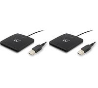 Ewent Lecteur de Carte à Puce - Lecteur de Carte et de Carte d'identité - Port USB - Compatible PC/SC et WHQL, Noir (Lot de 2)