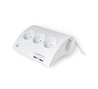 Ewent Multiprise EW3932 5 prises avec interrupteur 1,5 m 2x USB 2,1 A 2500W Blanc