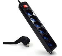 Ewent multiprise avec fiche Italienne et câble d'alimentation Noir Noir 6 Prese bipasso ITA/Schuko EW3924