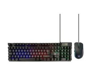 Ewent PL3201 - Ensemble clavier et souris - full size - rétro-éclairé - USB - QWERTY - Espagnol - Pour la vente au détail G