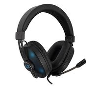 Ewent PL3321|Casque de Jeu avec Microphone réglable|Illumination RVB|Adaptateur Jack 3,5 mm|câble Long de 1,5 M|Casque Over-Ear|Casque de Jeu pour PS4-PS5/Xbox One-Xbox X/Switch/PC/Mac|Noir,Bleu