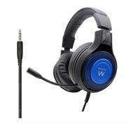 Ewent PL3322|Casque de Jeu avec Microphone Flexible|avec Prise Jack 3,5 mm|câblé avec conducteur 50 mm|câble Long 1,5 M|Casque de Jeu pour PS4-PS5/Xbox One-Xbox X|Noir,Bleu