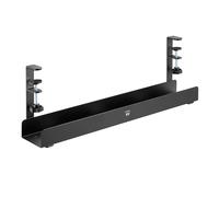 Ewent Plateau de Gestion des Câbles sous Le Bureau, Chemin de Câbles en Métallique pour La Gestion des Câbles et des Multiprises, Support de Pince, Noir, 5kg Max, Plateau 60x10,5x20,7cm