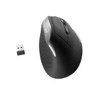 Ewent Souris Ergonomique Verticale USB-A sans Fil, 2.4GHz, avec Nano Récepteur, 800/1200/2400 DPI Ajustables, 6 Contrôles, pour Droitier, PC, Ordinateur, Portable, Mac, Noir - Piles Incluses