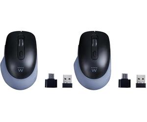 Ewent Souris sans Fil 2,4 GHz avec Touches silencieuses et Adaptateur USB-C - EW3204 (Lot de 2)