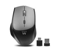 Ewent Souris sans fil Bluetooth – 2400 DPI, 2 nano-récepteurs USB-A/USB-C, clics silencieux – Noir
