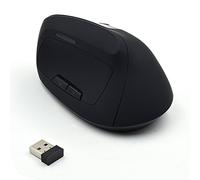Ewent Souris Verticale sans Fil Rechargeable, Ergonomique, 800/1200/1800 dpi, 5 Touches, prévient Le Tunnel Carpien, Noir EW3158