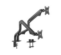 Ewent Support Écran PC 2 Écran pour 17-32 Pouces,Réglable en Hauteur Bras Double avec Incline,Pivote et Tourne,VESA 75-100mm,Bras avec mécanisme à ressort,Montage avec collier ou œillet,Capacité 2-8kg