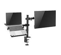 Ewent Support Ecran PC avec Plateau pour Ordinateur Portable Conception Ergonomique Bureau Bras Support Moniteur PC de 13-32 Pouces & Ordinateur Portable jusqu'à 15,6 Pouces VESA 75x75-100x100mm