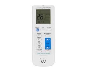 Ewent Télécommande Universelle Climatiseur avec Support Mural, Compatible 1000+ Modèles Daikin LG Samsung Mitsubishi Panasonic, Écran LCD Rétroéclairé, Minuterie et Contrôle Complet