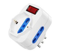 Ewent Triple Adaptateur de Prise de Courant, Triple multiprise avec Protection Contre Les surcharges et Interrupteur on/Off, Prise Schuko vers 10A, Prise Rotative à 90 degrés, Multiprise 1500W, Blanc