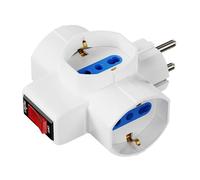 Ewent Triple Adaptateur de Puissance, Multiprise 3-en-1 avec Interrupteur on/Off, 3 Positions Universelles Schuko 10/16A, Schuko Fiche 2P+T 16A combinées aux Normes allemandes et françaises, 3500W