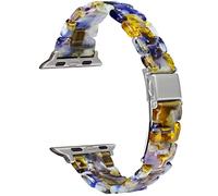 EWENYS Montre de Rechange pour Femme - Fine et Luxueuse en Résine - Compatible avec Apple Watch Series 9 8 7 6 5 4 SE 3, 41mm/40mm/38mm - Résine Acier