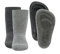 EWERS 2er Pack Uni Stoppersocken Softstep Chaussettes stoppeurs, Gris, 23-24 Mixte