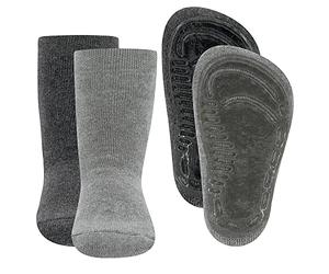 EWERS 2er Pack Uni Stoppersocken Softstep Chaussettes stoppeurs, Gris, 39-42 Mixte