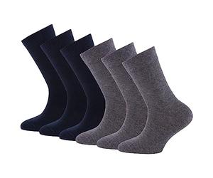 EWERS 6er Pack Uni Socken, Chaussettes Enfants unisexes, schwarz/grau,
