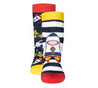 EWERS Chaussettes 'Astronaut' bleu nuit / jaune citron / gris / gris foncé / rouge sang, Taille 25-26