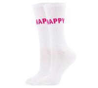 EWERS Chaussettes 'Be Happy' rose clair / blanc, Taille 36-38